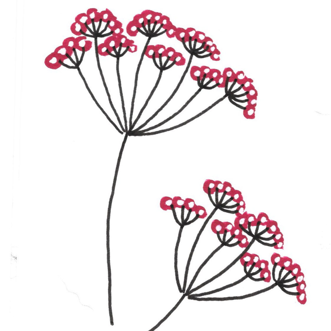 Black line flower stand with red flowers